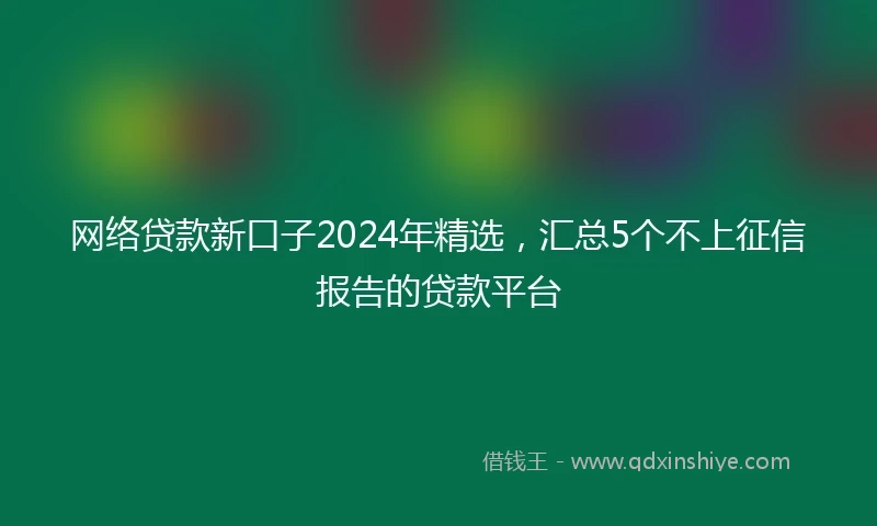 网络贷款新口子2024年精选，汇总5个不上征信报告的贷款平台