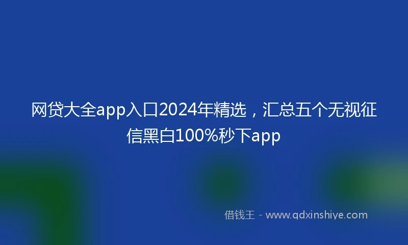 网贷大全app入口2024年精选，汇总五个无视征信黑白100%秒下app