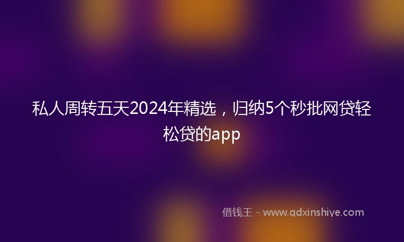 私人周转五天2024年精选，归纳5个秒批网贷轻松贷的app