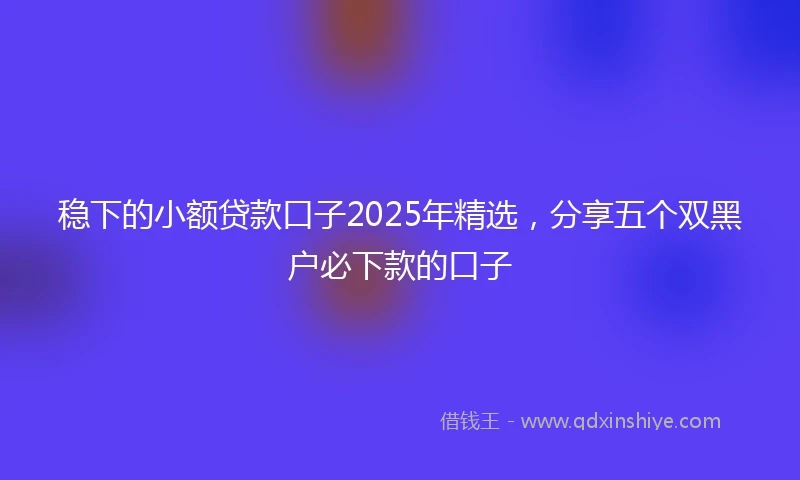 稳下的小额贷款口子2025年精选，分享五个双黑户必下款的口子