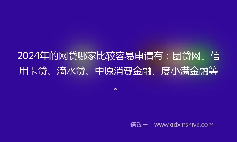 2024年的网贷哪家比较容易申请有：团贷网、信用卡贷、滴水贷、中原消费金融、度小满金融等。