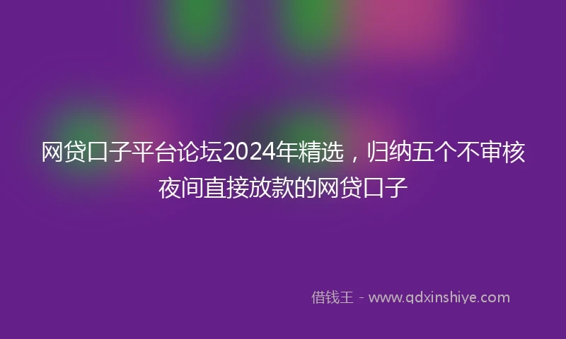 网贷口子平台论坛2024年精选，归纳五个不审核夜间直接放款的网贷口子