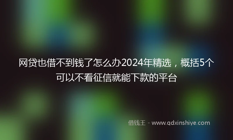 网贷也借不到钱了怎么办2024年精选，概括5个可以不看征信就能下款的平台