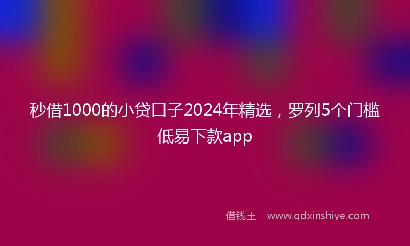 秒借1000的小贷口子2024年精选，罗列5个门槛低易下款app