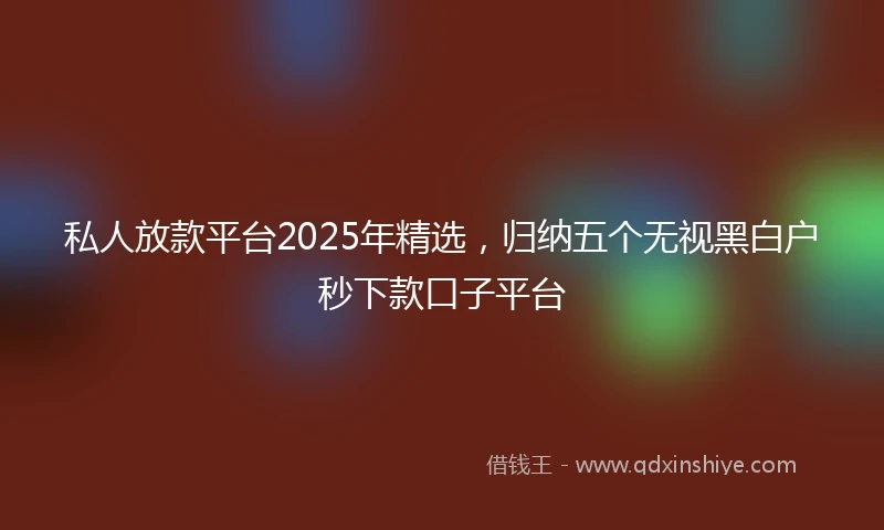 私人放款平台2025年精选，归纳五个无视黑白户秒下款口子平台