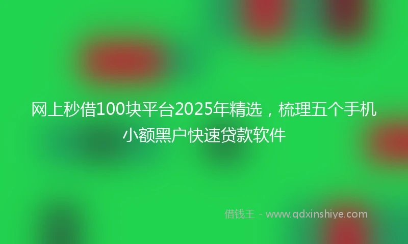 网上秒借100块平台2025年精选，梳理五个手机小额黑户快速贷款软件