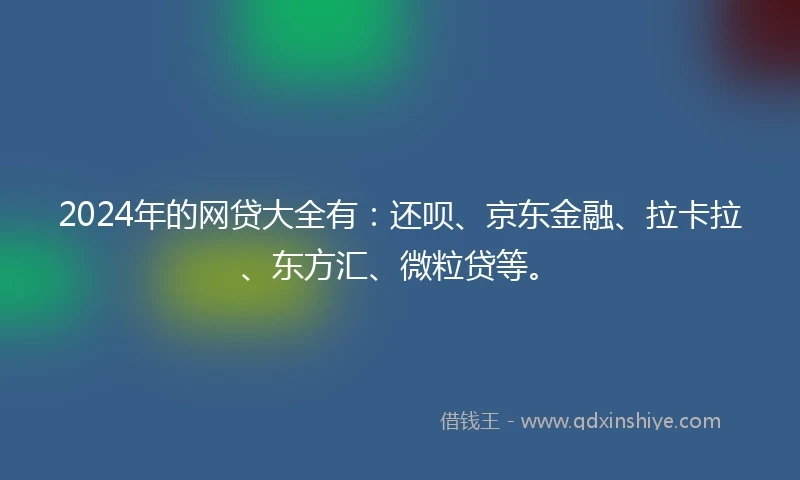 2024年的网贷大全有：还呗、京东金融、拉卡拉、东方汇、微粒贷等。