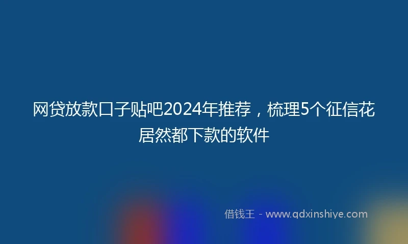 网贷放款口子贴吧2024年推荐，梳理5个征信花居然都下款的软件