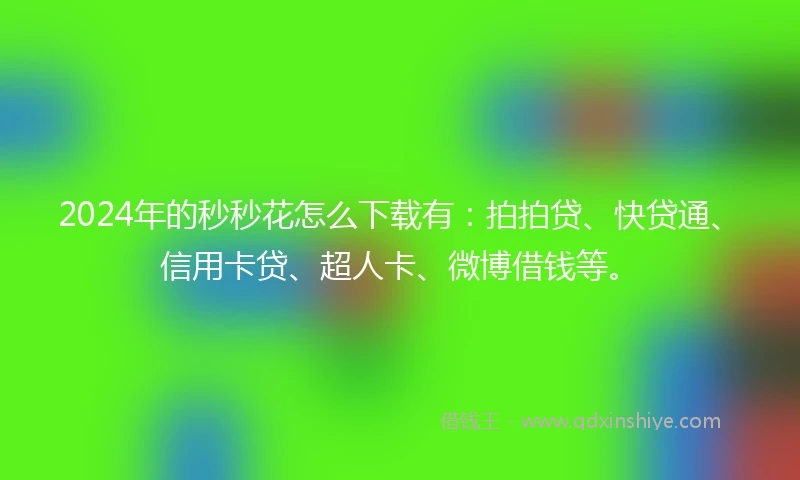 2024年的秒秒花怎么下载有：拍拍贷、快贷通、信用卡贷、超人卡、微博借钱等。