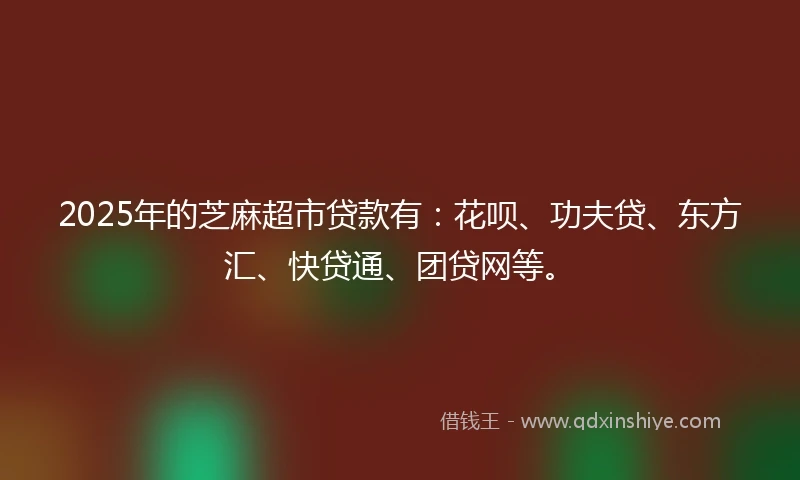 2025年的芝麻超市贷款有：花呗、功夫贷、东方汇、快贷通、团贷网等。