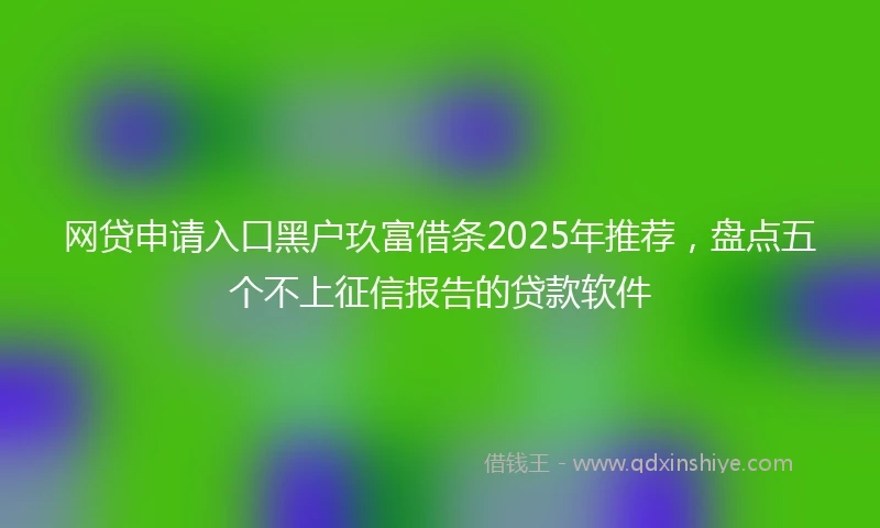 网贷申请入口黑户玖富借条2025年推荐，盘点五个不上征信报告的贷款软件