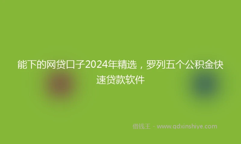 能下的网贷口子2024年精选，罗列五个公积金快速贷款软件