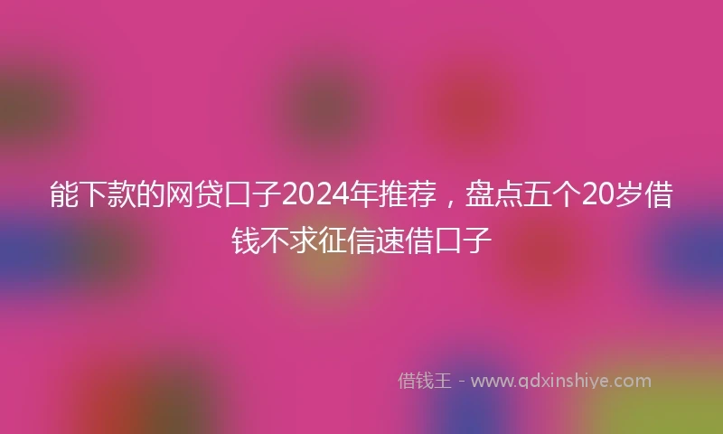 能下款的网贷口子2024年推荐，盘点五个20岁借钱不求征信速借口子