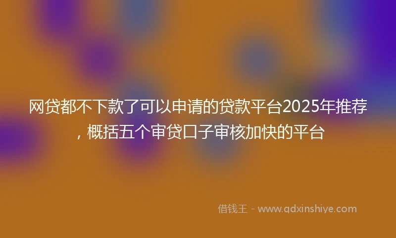 网贷都不下款了可以申请的贷款平台2025年推荐，概括五个审贷口子审核加快的平台