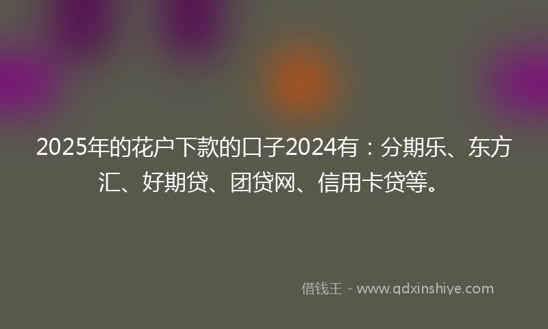 2025年的花户下款的口子2024有：分期乐、东方汇、好期贷、团贷网、信用卡贷等。