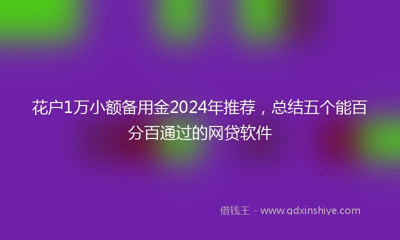 花户1万小额备用金2024年推荐，总结五个能百分百通过的网贷软件