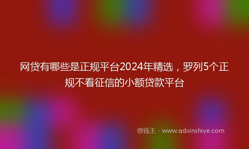 网贷有哪些是正规平台2024年精选，罗列5个正规不看征信的小额贷款平台