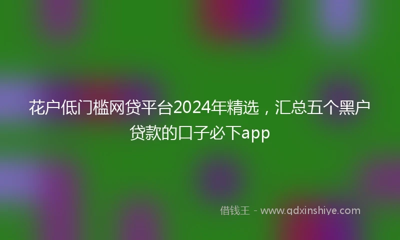 花户低门槛网贷平台2024年精选，汇总五个黑户贷款的口子必下app