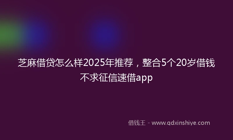 芝麻借贷怎么样2025年推荐，整合5个20岁借钱不求征信速借app