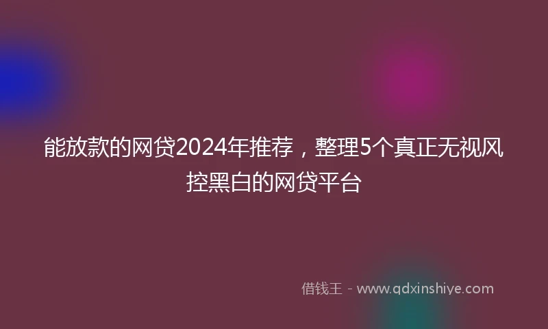 能放款的网贷2024年推荐，整理5个真正无视风控黑白的网贷平台