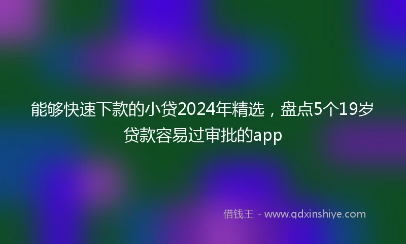 能够快速下款的小贷2024年精选，盘点5个19岁贷款容易过审批的app