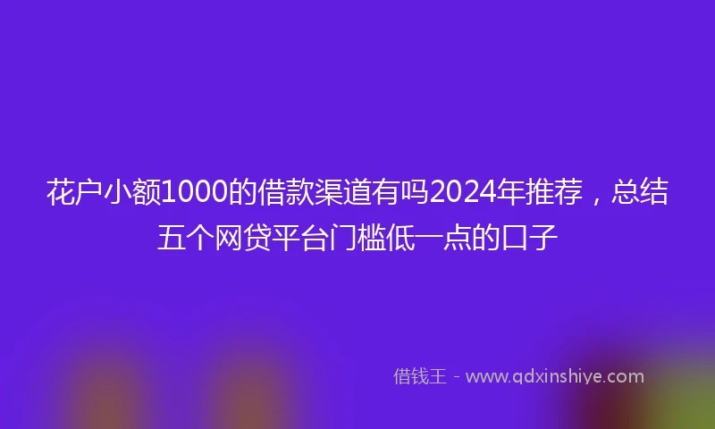 花户小额1000的借款渠道有吗2024年推荐，总结五个网贷平台门槛低一点的口子