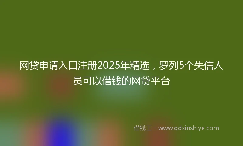 网贷申请入口注册2025年精选，罗列5个失信人员可以借钱的网贷平台