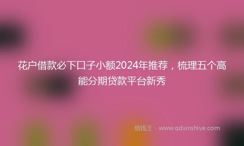 花户借款必下口子小额2024年推荐，梳理五个高能分期贷款平台新秀