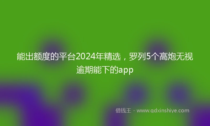 能出额度的平台2024年精选，罗列5个高炮无视逾期能下的app
