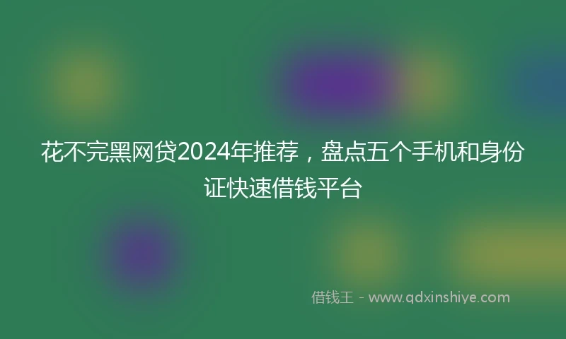 花不完黑网贷2024年推荐，盘点五个手机和身份证快速借钱平台