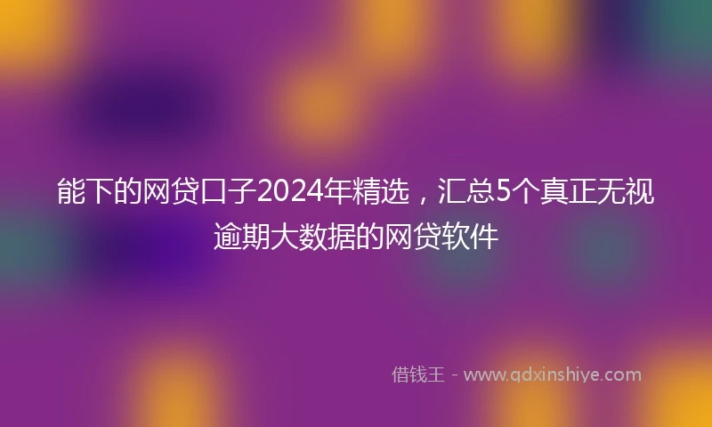 能下的网贷口子2024年精选，汇总5个真正无视逾期大数据的网贷软件