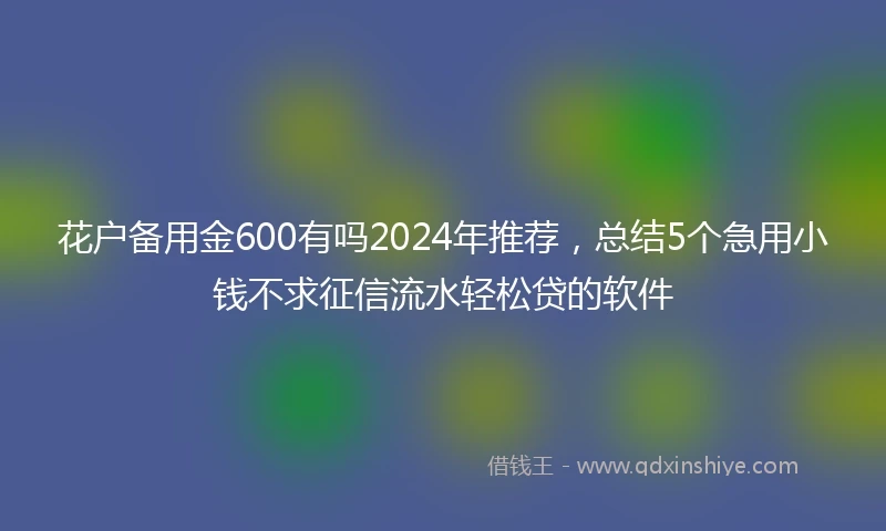 花户备用金600有吗2024年推荐，总结5个急用小钱不求征信流水轻松贷的软件