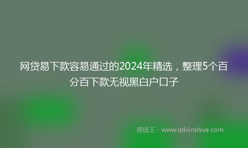 网贷易下款容易通过的2024年精选，整理5个百分百下款无视黑白户口子