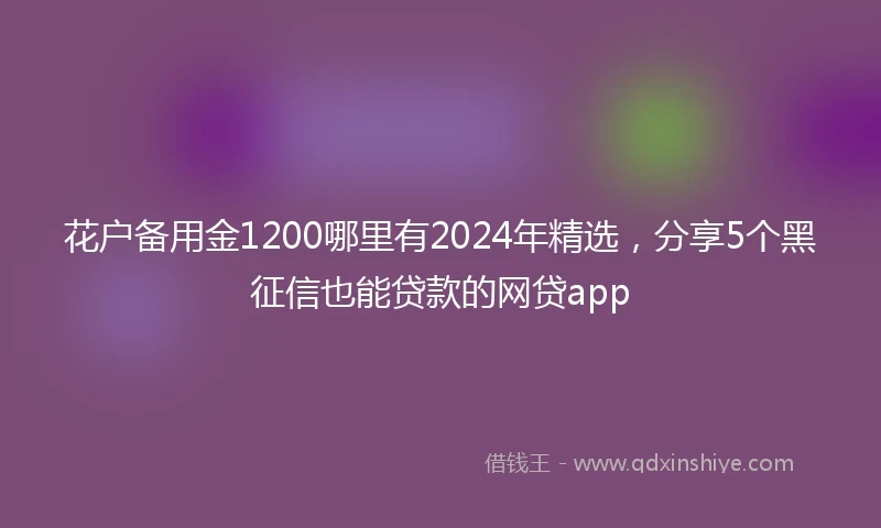 花户备用金1200哪里有2024年精选，分享5个黑征信也能贷款的网贷app
