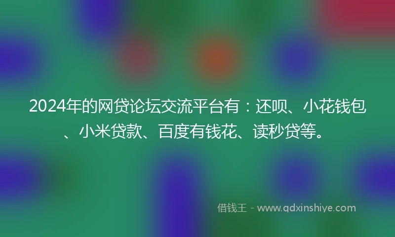 2024年的网贷论坛交流平台有：还呗、小花钱包、小米贷款、百度有钱花、读秒贷等。