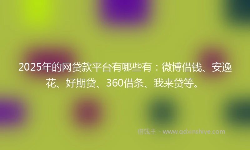 2025年的网贷款平台有哪些有：微博借钱、安逸花、好期贷、360借条、我来贷等。