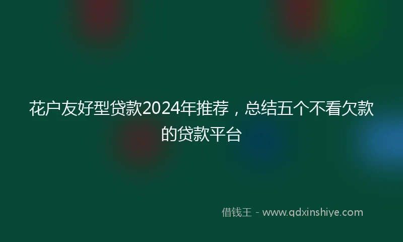 花户友好型贷款2024年推荐，总结五个不看欠款的贷款平台