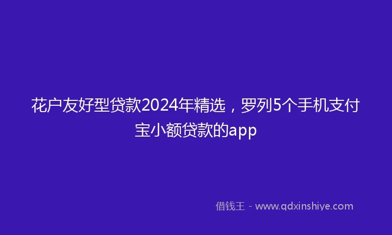花户友好型贷款2024年精选，罗列5个手机支付宝小额贷款的app