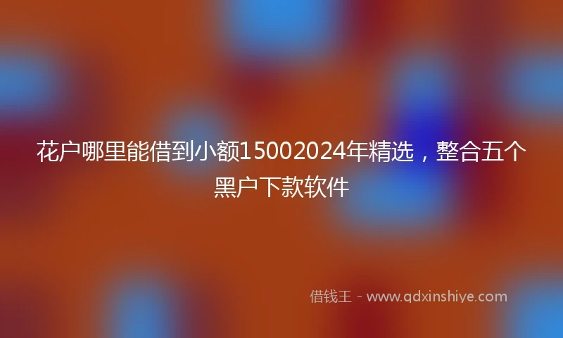 花户哪里能借到小额15002024年精选，整合五个黑户下款软件