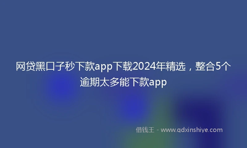 网贷黑口子秒下款app下载2024年精选，整合5个逾期太多能下款app