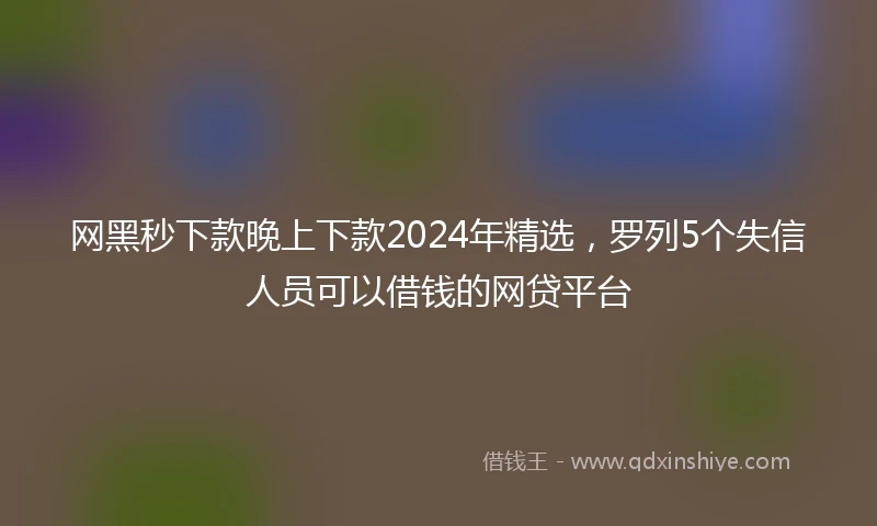 网黑秒下款晚上下款2024年精选，罗列5个失信人员可以借钱的网贷平台