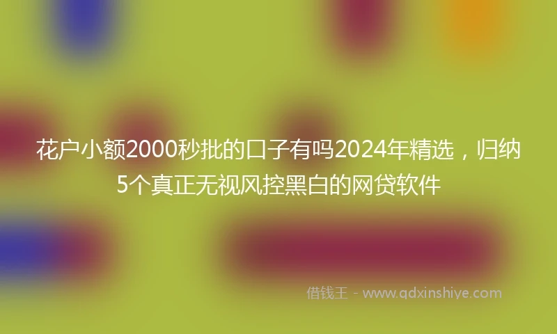 花户小额2000秒批的口子有吗2024年精选，归纳5个真正无视风控黑白的网贷软件