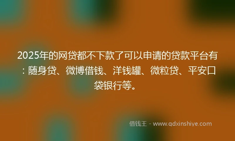 2025年的网贷都不下款了可以申请的贷款平台有：随身贷、微博借钱、洋钱罐、微粒贷、平安口袋银行等。