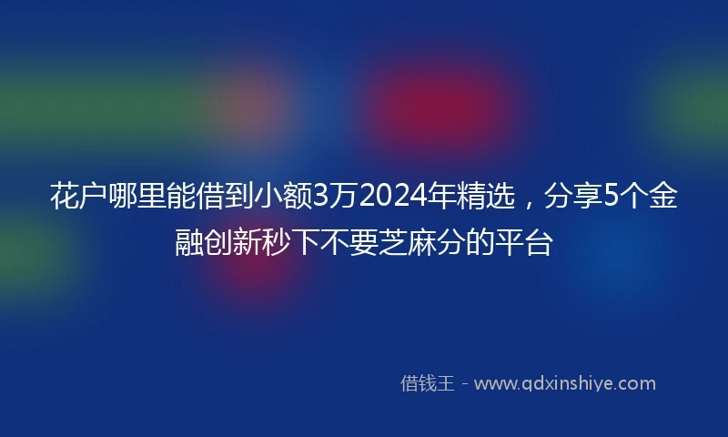 花户哪里能借到小额3万2024年精选，分享5个金融创新秒下不要芝麻分的平台