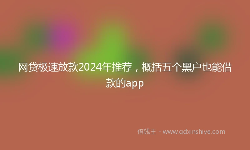 网贷极速放款2024年推荐，概括五个黑户也能借款的app
