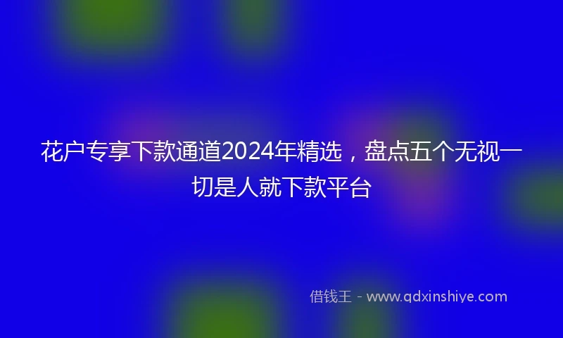 花户专享下款通道2024年精选，盘点五个无视一切是人就下款平台