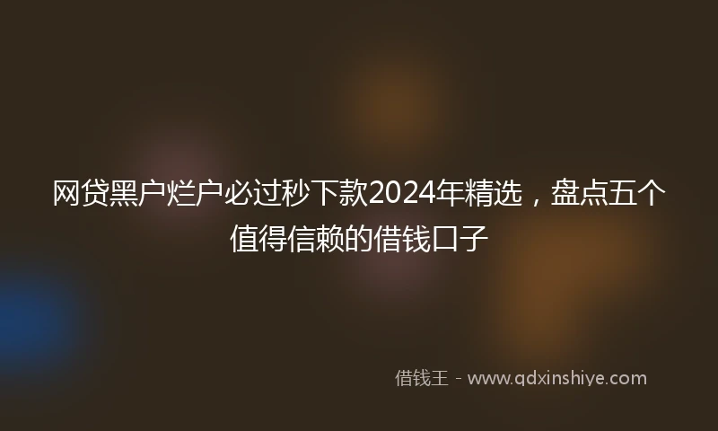 网贷黑户烂户必过秒下款2024年精选，盘点五个值得信赖的借钱口子