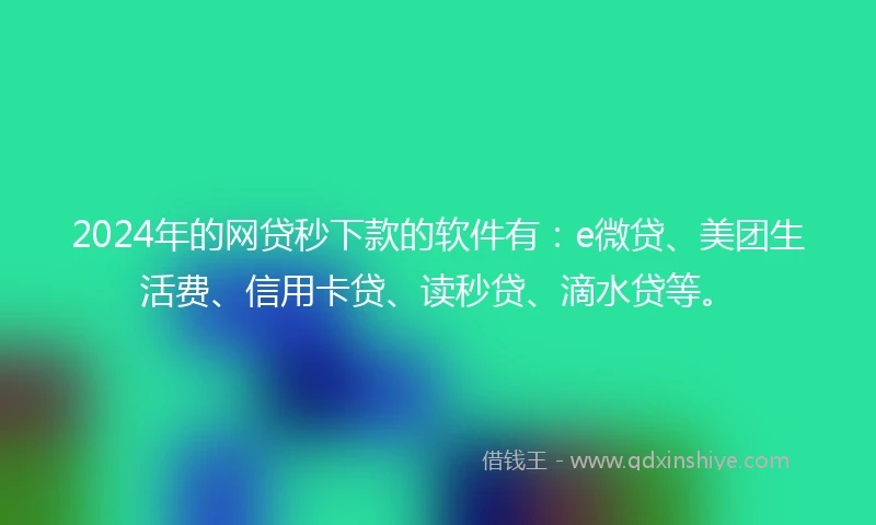 2024年的网贷秒下款的软件有：e微贷、美团生活费、信用卡贷、读秒贷、滴水贷等。