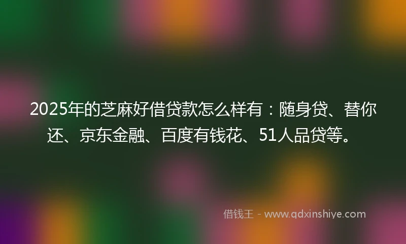 2025年的芝麻好借贷款怎么样有：随身贷、替你还、京东金融、百度有钱花、51人品贷等。