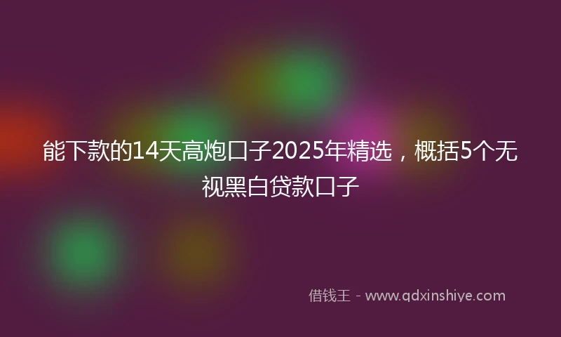 能下款的14天高炮口子2025年精选，概括5个无视黑白贷款口子